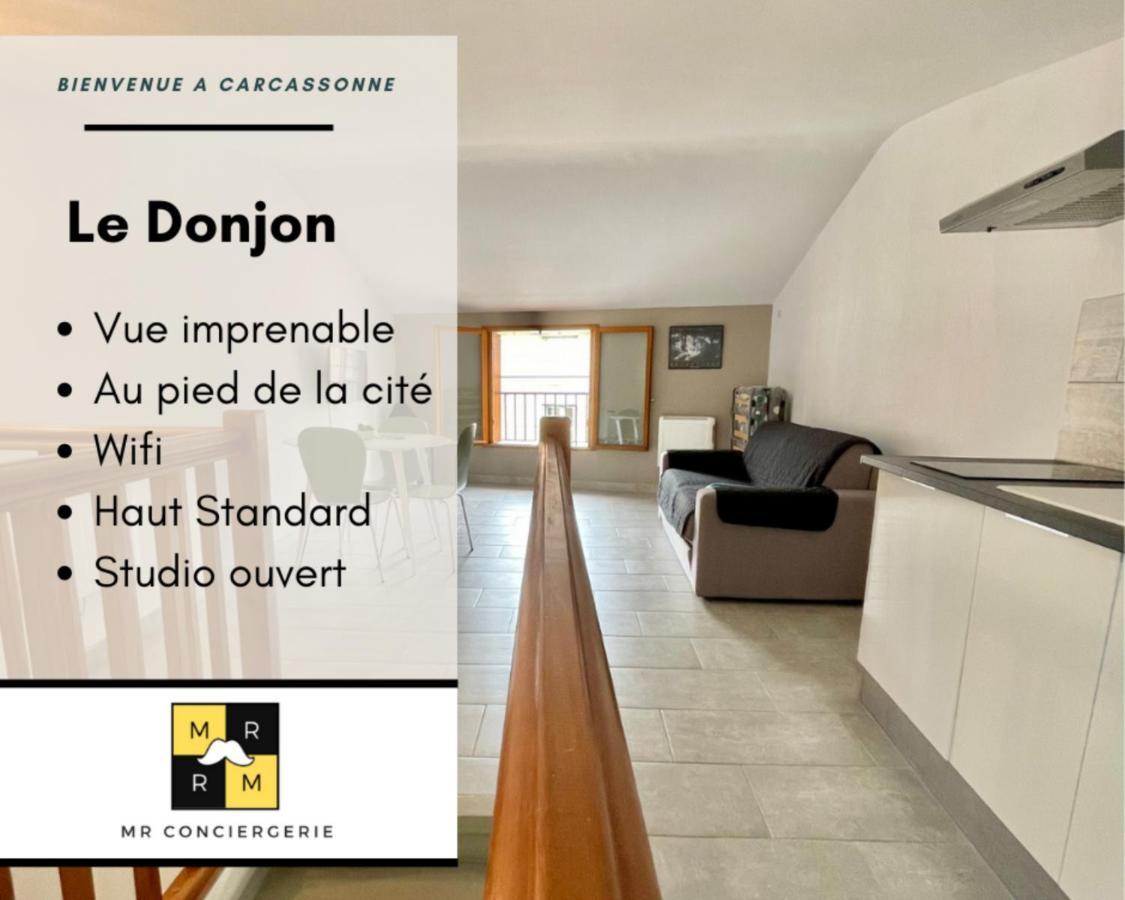 Le Donjon - Vue Cité Pied Cite Médiévale Neuf Carcasona Exterior foto